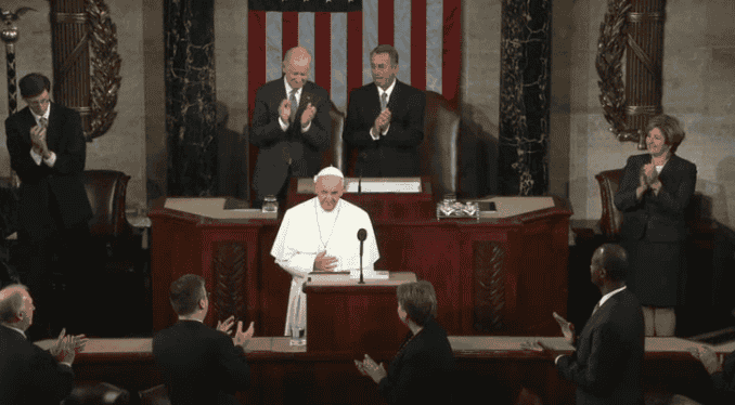 Paus Franciscus spreekt het Amerikaanse congres toe