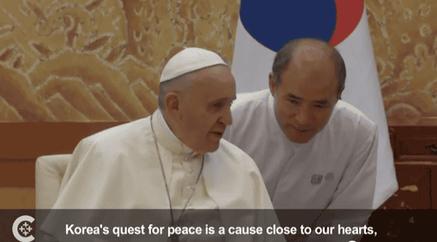 Het pleidooi van Paus Franciscus in Korea voor vrede