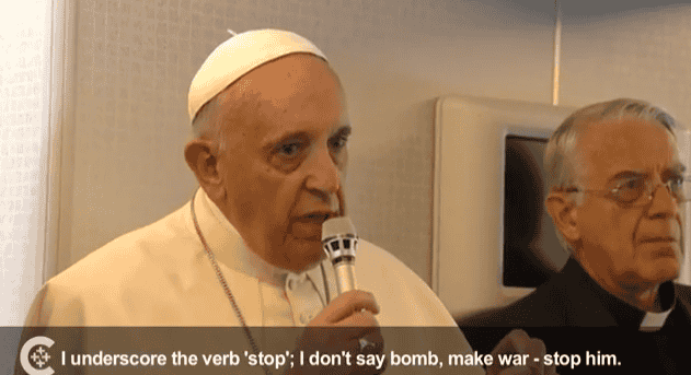 Paus Franciscus: het is geoorloofd een onrechtvaardige aanvaller te stoppen (Irak)